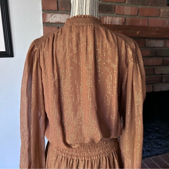 A.L.C Silvie Smocked Mini Dress in Butterscotch Sz 10 - Picture 8 of 10